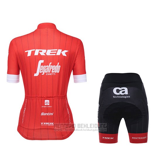 2018 Fahrradbekleidung Frau Trek Segafredo Rot Trikot Kurzarm und Tragerhose